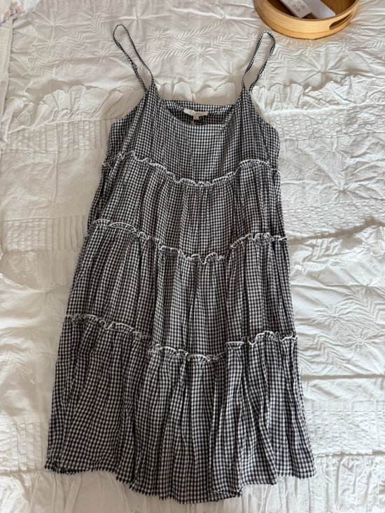 Z Supply Dresses & Skirts - Z Supply Black & White Gingham Tiered Spaghetti-Strap Dress